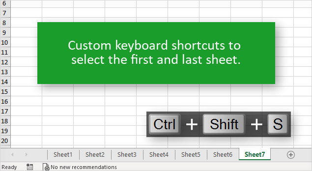 Custom Keyboard Shortcuts to Select the First or Last Sheet in Excel