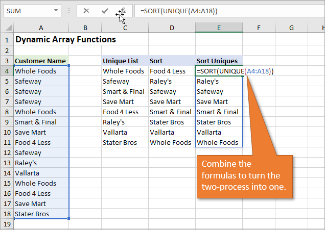 Dynamic Array Formulas Sort and Unique Functions..