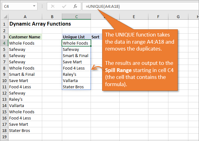 New Excel Features Dynamic Array Formulas Spill Ranges Excel Campus