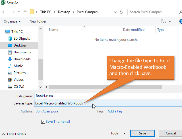 Save file as a macro-enabled workbook