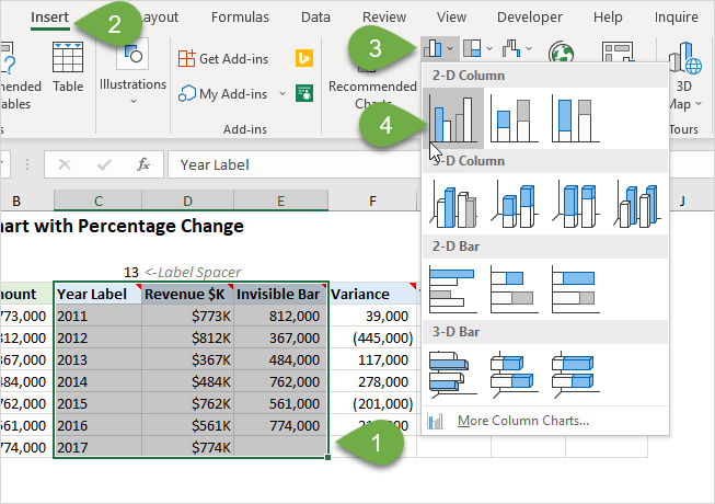 Add Percentage Change To Excel Chart