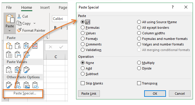 Image result for paste special excel