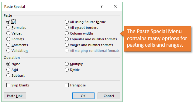 create keyboard shortcut for paste special