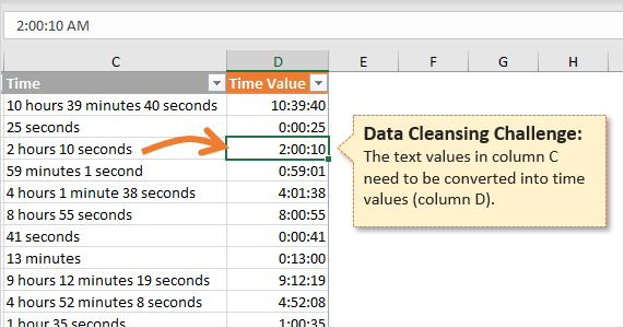 Convert Text Values to Time Values in Excel