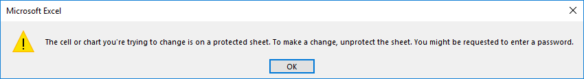 Error message for Protected Sheet