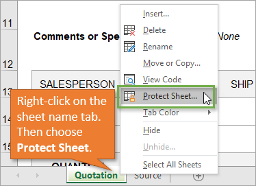 excel vba protect sheet allow comments