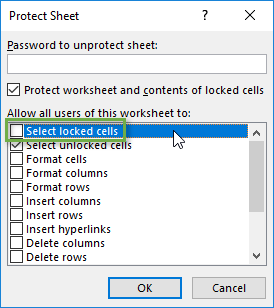 excel lock individual cells