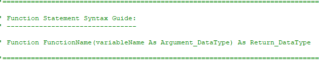 Function Statement Syntax Guide