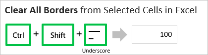 Clear All Borders from Selected Cells Keyboard Shortcut Excel Ctrl Shift Underscore