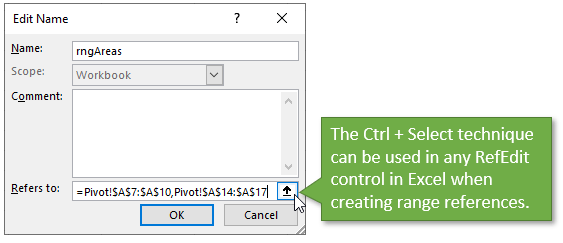 Ctrl + Select Technique Use in any RefEdit Control to Reference Ranges in Excel