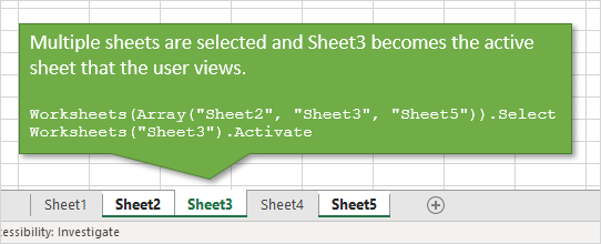 VBA Active vs Select Methods Multiple Sheets Selected