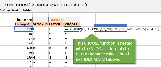 Vlookup Choose Function