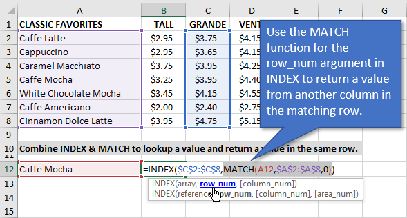 INDEX MATCH formula as VLOOKUP Replacement