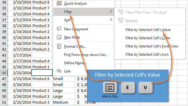 Keyboard Shortcut to Filter by Selected Cells Value