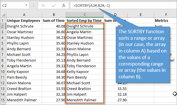 SORTBY Function