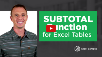 SUBTOTAL Function for Excel Tables