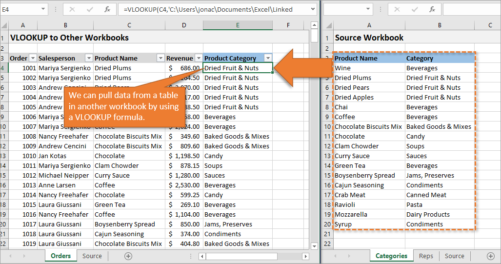 How to cross reference spreadsheet data using VLookup in Excel