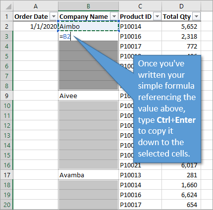 3 Ways To Fill Down Blank Cells In Excel Excel Campus