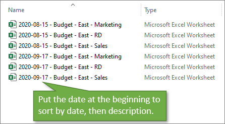 File Naming Date at Beginning to Sort by Date Then Description