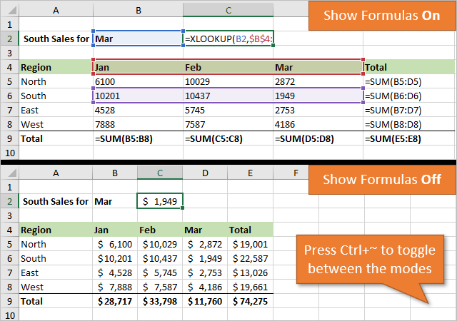 Ctrl Tilde Shortcut to Show or Hide Formulas in Excel