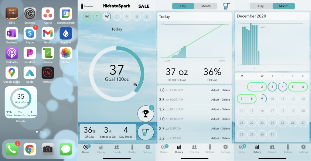 Hidrate Spark iOS App Screenshots Widget