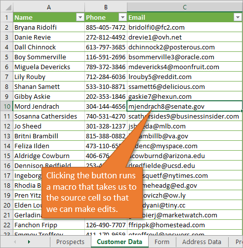 Macro selects the source cell that is the result of the XLOOKUP formula in Excel