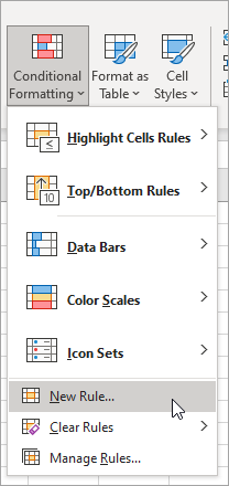 New Rule for Conditional Formatting