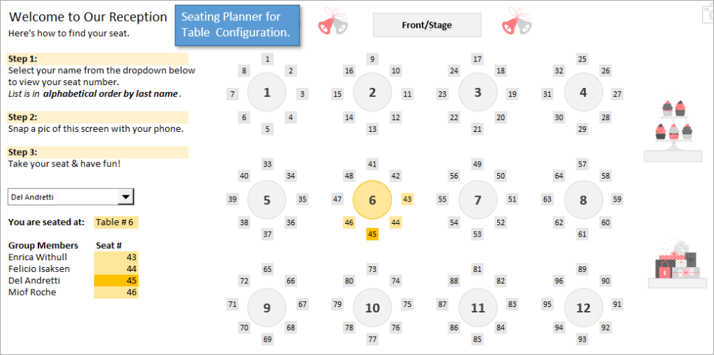 Seating Planner for Table Configuration