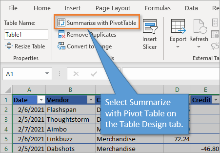 Summarize with Pivot Table