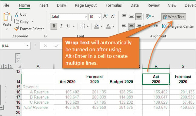 Wrap Text is Turned On when using Alt Enter in Cell for Line Break in Excel