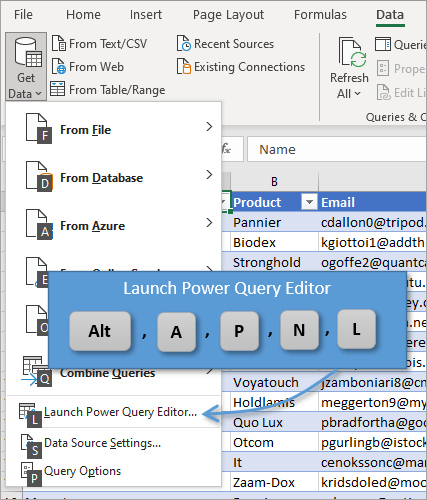 Launch Power Query Editor Using Alt Sequence