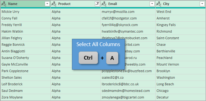 Select All Columns in Power Query