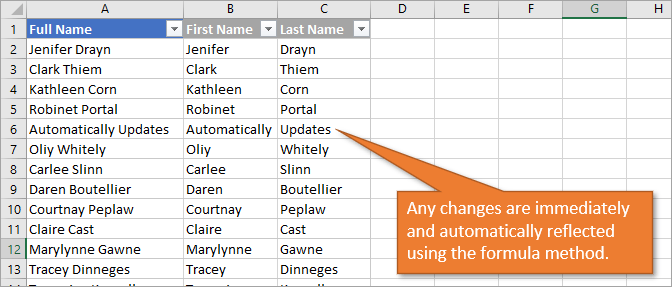 Changes automatically update using formula method