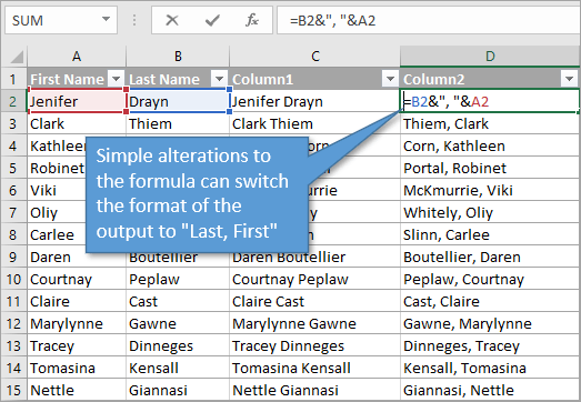 3 Ways To Combine Text In Excel Formulas Functions Power Query Excel Campus
