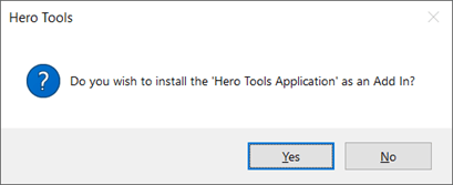 Install the Hero Tools Add-in for Excel Message Box