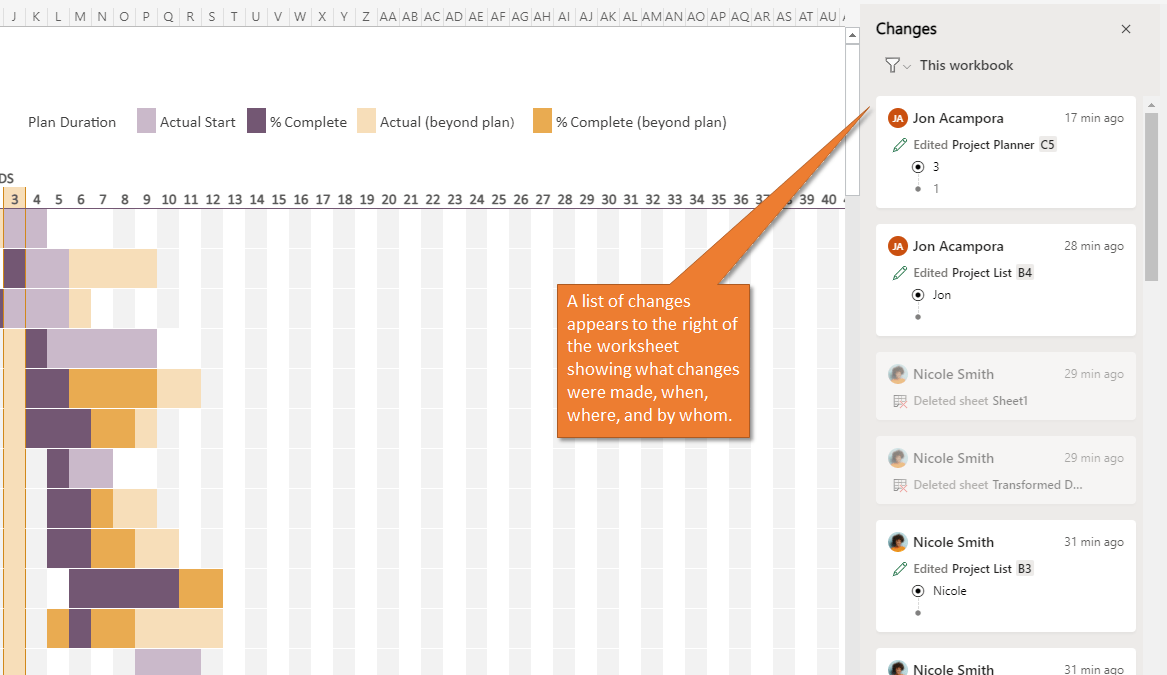 Show Changes and History of Edits from Multiple Users in Excel