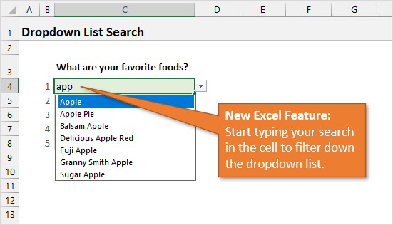 New Excel Feature - Search Dropdown Lists