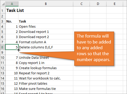 Add the formula to new cells in the dynamic list