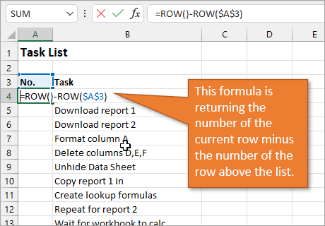 dynamic numbered list using a formula