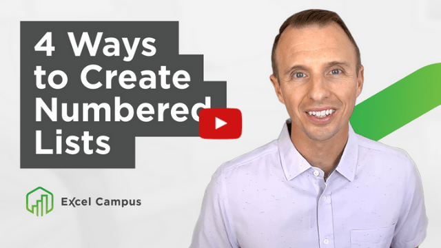 4 Ways to Create Numbered Lists in Excel - Excel Campus
