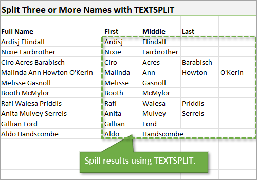 Spill results with TEXTSPLIT