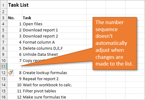 Static Numbered List problem