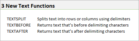 TEXTSPLIT TEXTBEFORE TEXTAFTER