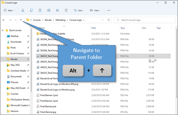 Navigate to Parent folder