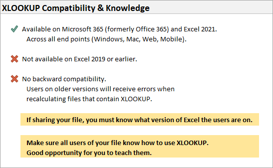 XLOOKUP vs VLOOKUP Compatibility and Knowledge