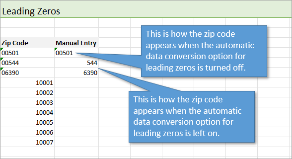 Automatic Data Conversion Leading Zeros