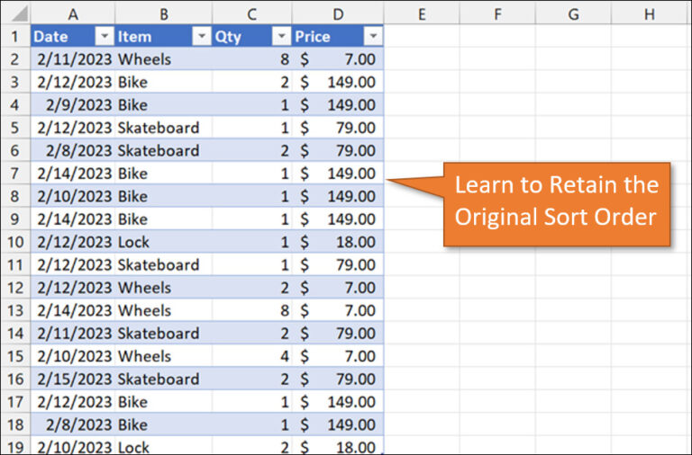 Retain the Original Sort Order in Excel - Excel Campus