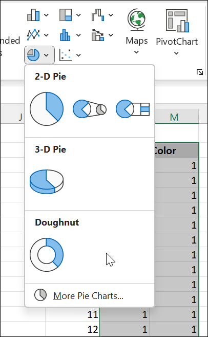 Select Donut Chart from Pie Chart menu
