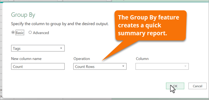 Group By Feature in Power Query to Create Summary Report