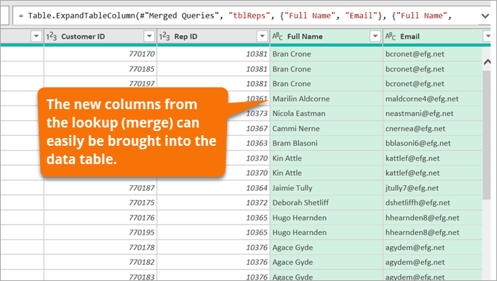 New Columns Expanded from Lookup in Power Query